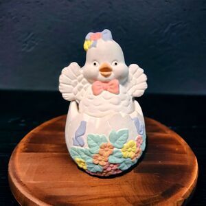 Little Spring Chick Hatches From Easter Egg Figurine